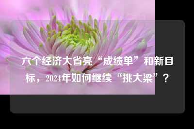 六个经济大省亮“成绩单”和新目标，2024年如何继续“挑大梁”？